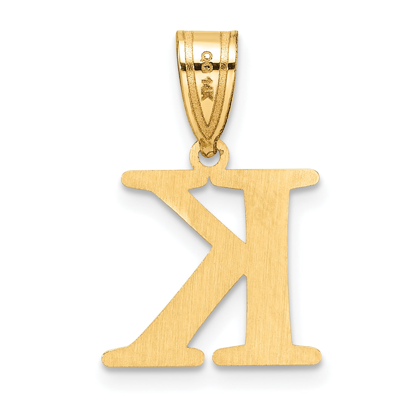 14K Yellow Gold Polished Etched Letter K Initial-Pendant
