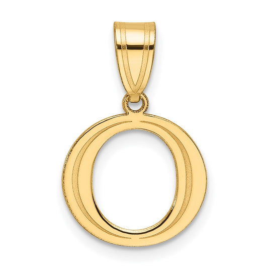 14K Yellow Gold Polished Etched Letter O Initial-Pendant