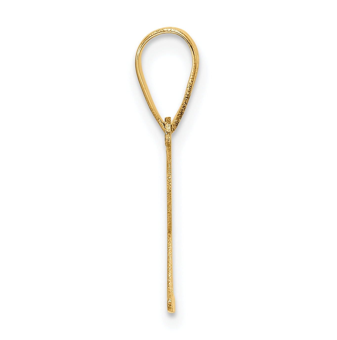 14K Yellow Gold Polished Etched Letter R Initial-Pendant