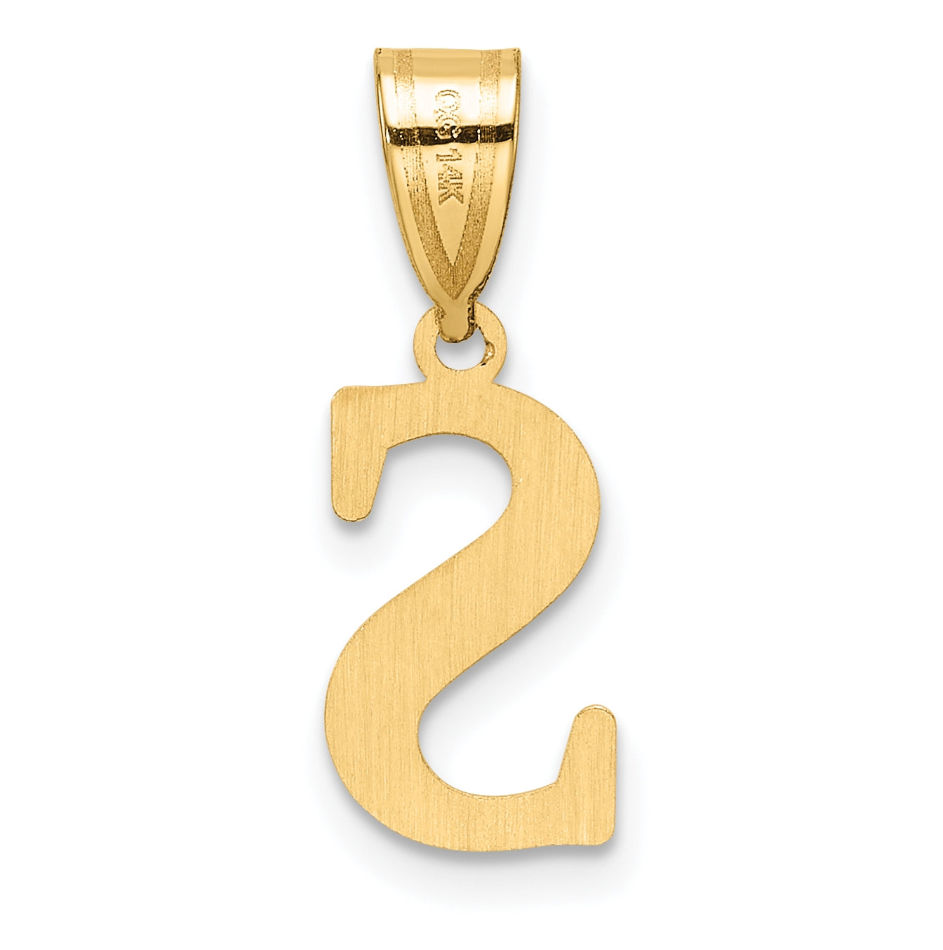 14K Yellow Gold Polished Etched Letter S Initial-Pendant