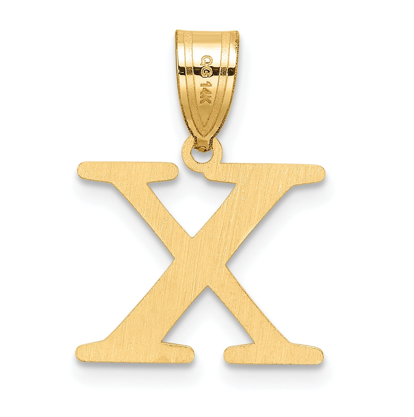 14K Yellow Gold Polished Etched Letter X Initial-Pendant