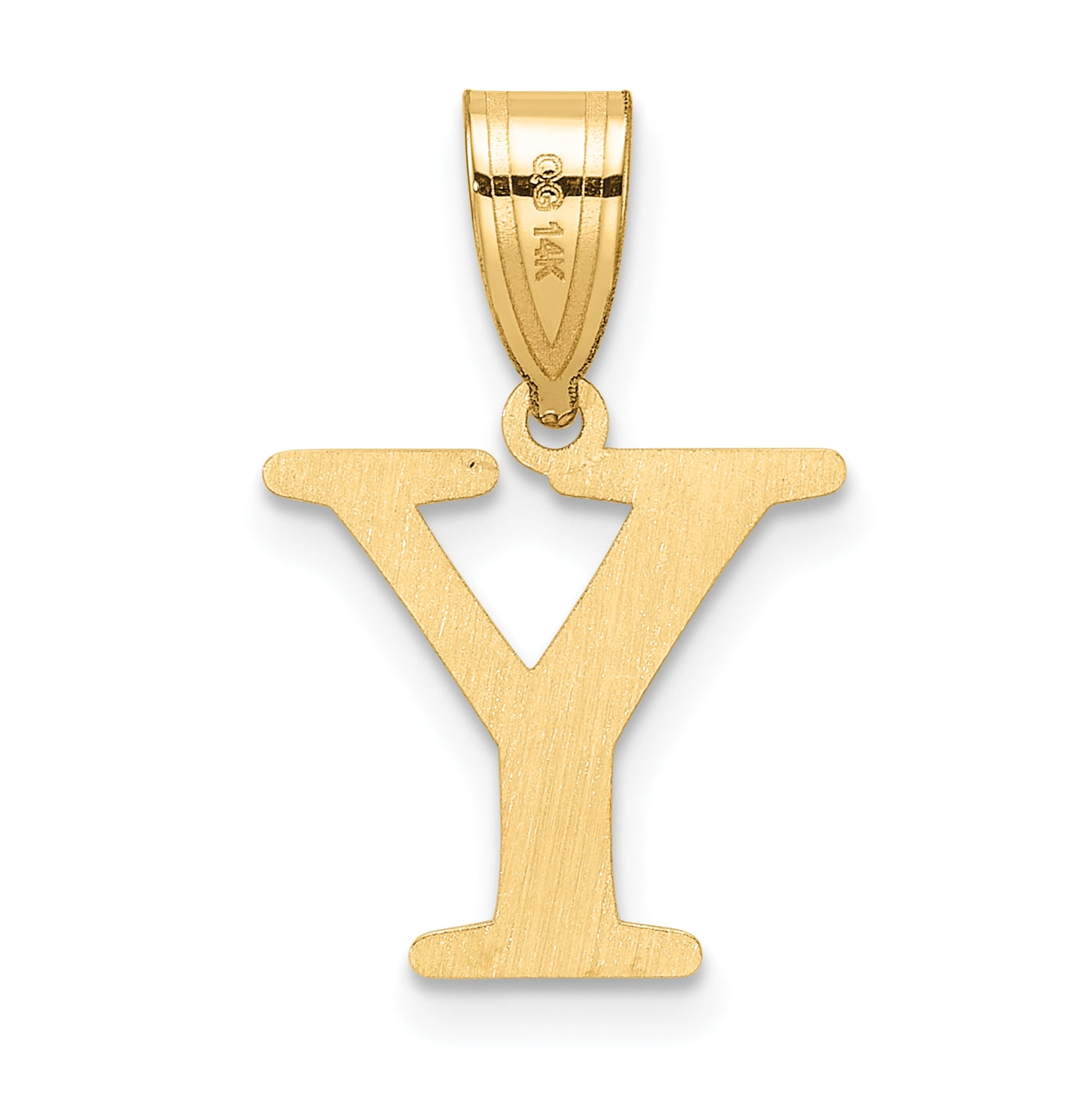 14K Yellow Gold Polished Etched Letter Y Initial-Pendant