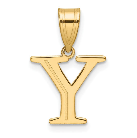 14K Yellow Gold Polished Etched Letter Y Initial-Pendant