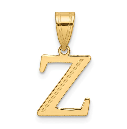 14K Yellow Gold Polished Etched Letter Z Initial-Pendant