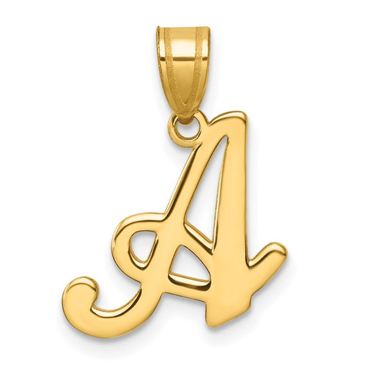 14K Yellow Gold Script Letter A Initial Pendant
