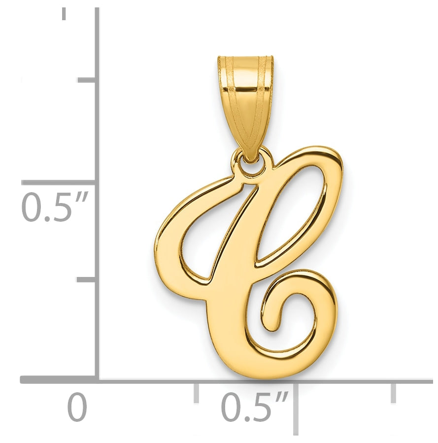 14K Yellow Gold Script Letter Initial Pendant