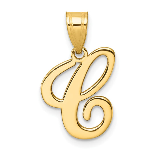 14K Yellow Gold Script Letter Initial Pendant