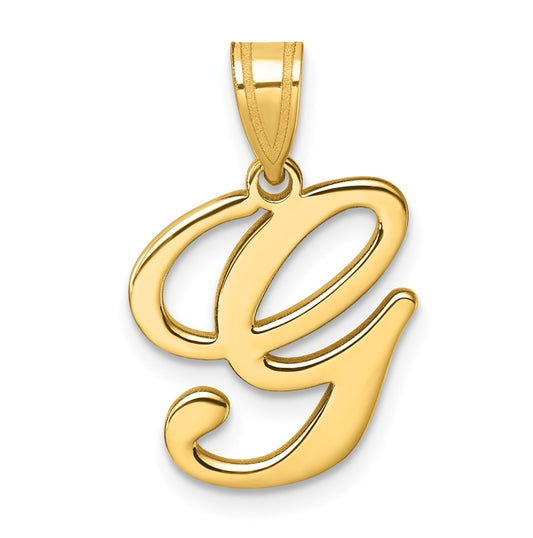 14K Yellow Gold Script Letter G Initial Pendant
