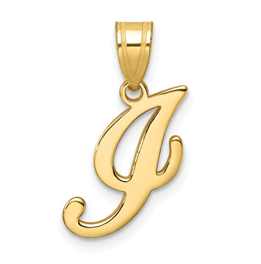 14K Yellow Gold Script Letter I Initial Pendant