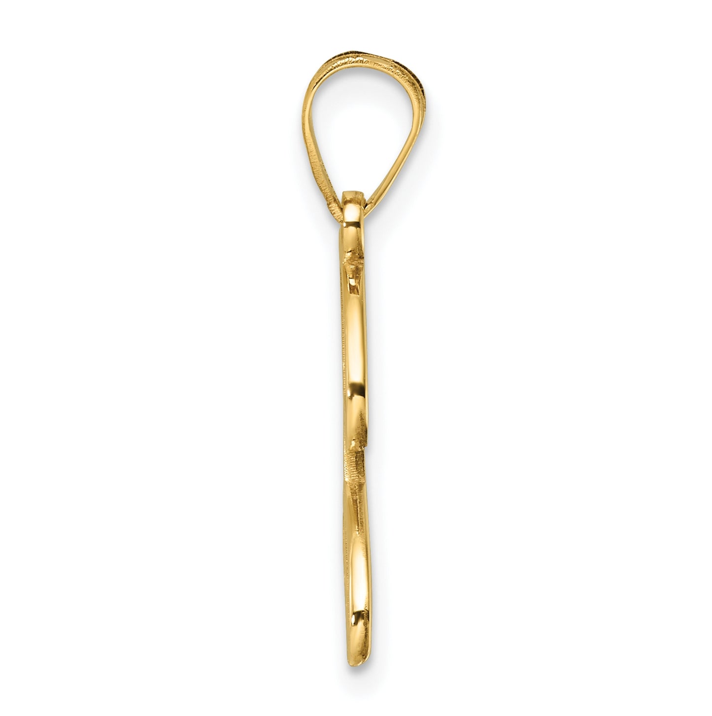 14K Yellow Gold Script Letter J Initial Pendant