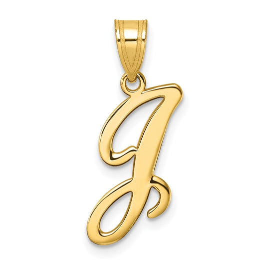 14K Yellow Gold Script Letter J Initial Pendant