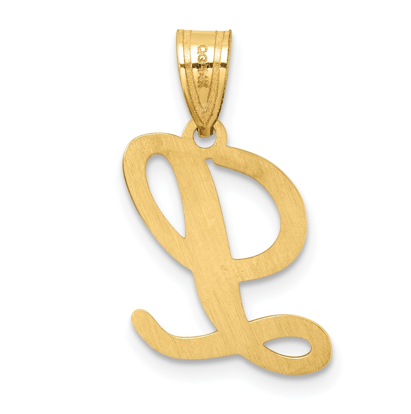14K Yellow Gold Script Letter L Initial Pendant