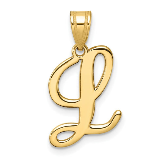 14K Yellow Gold Script Letter L Initial Pendant