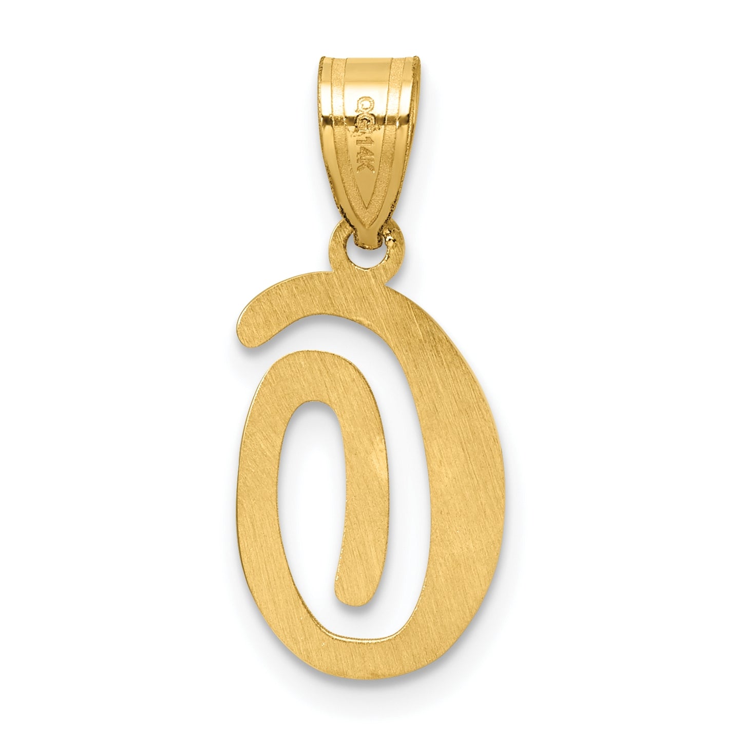 14K Yellow Gold Script Letter O Initial Pendant