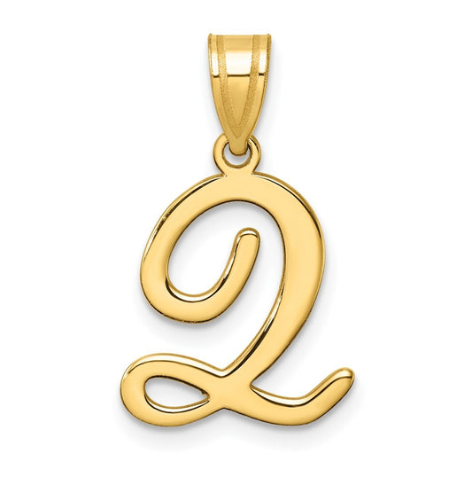 14k Yellow Gold Script Letter Initial Pendant