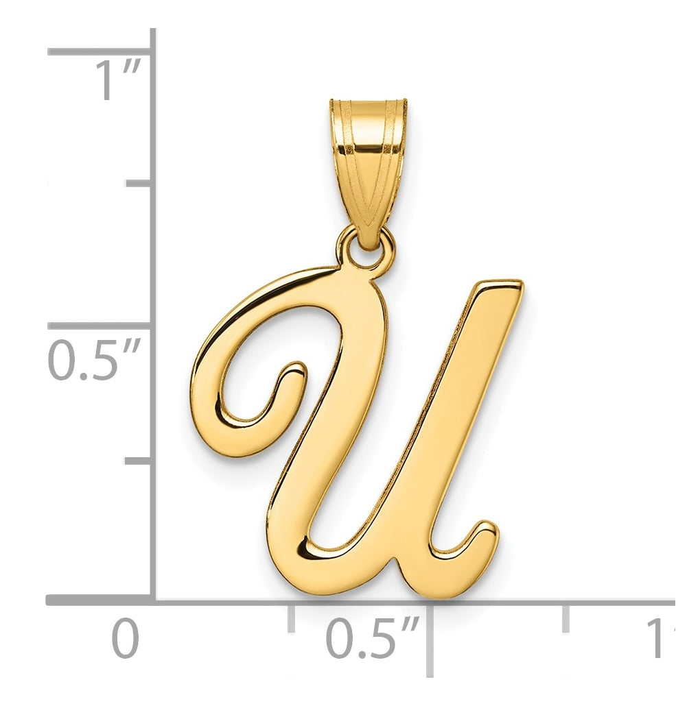 14k Yellow Gold Script Letter Initial Pendant