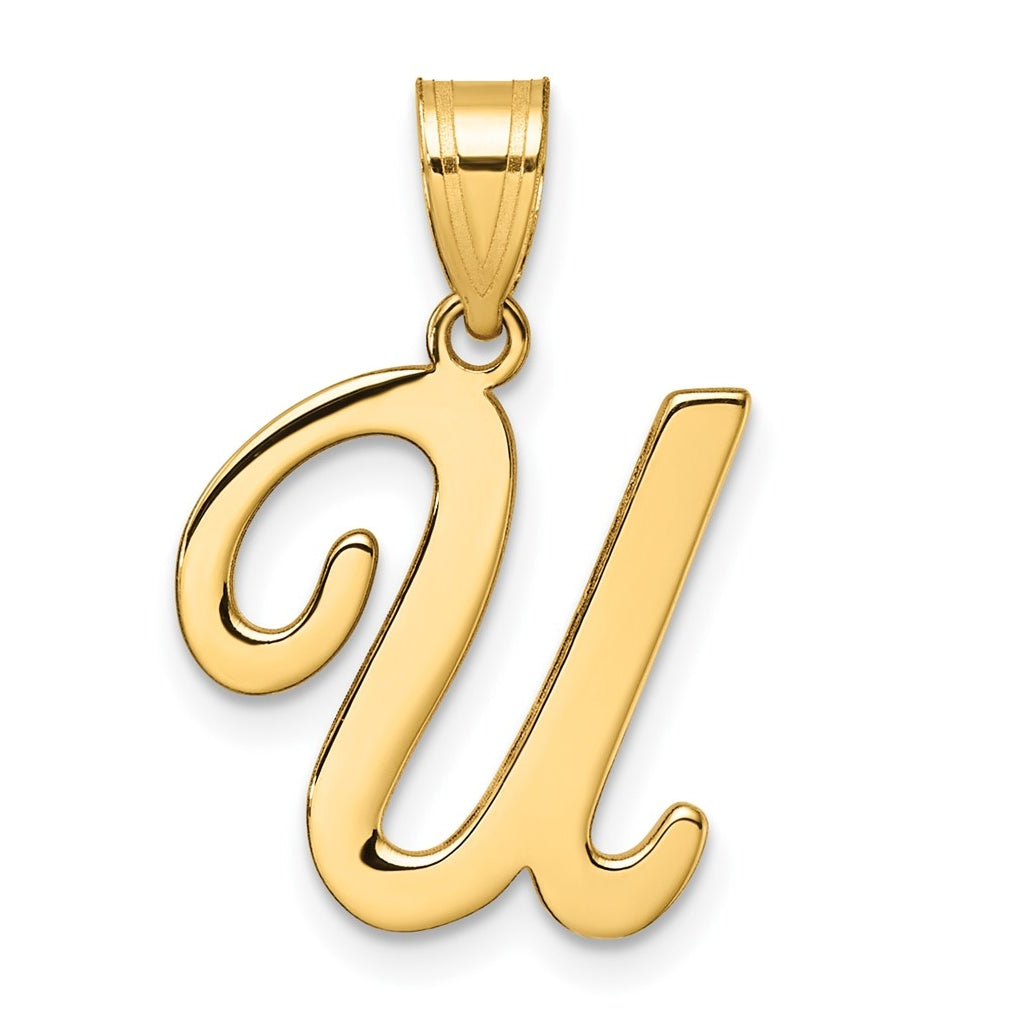 14k Yellow Gold Script Letter Initial Pendant