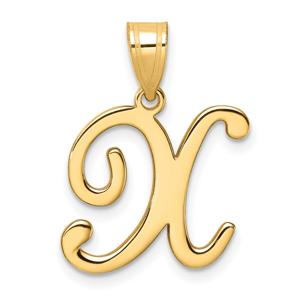 14k Yellow Gold Script Letter Initial Pendant