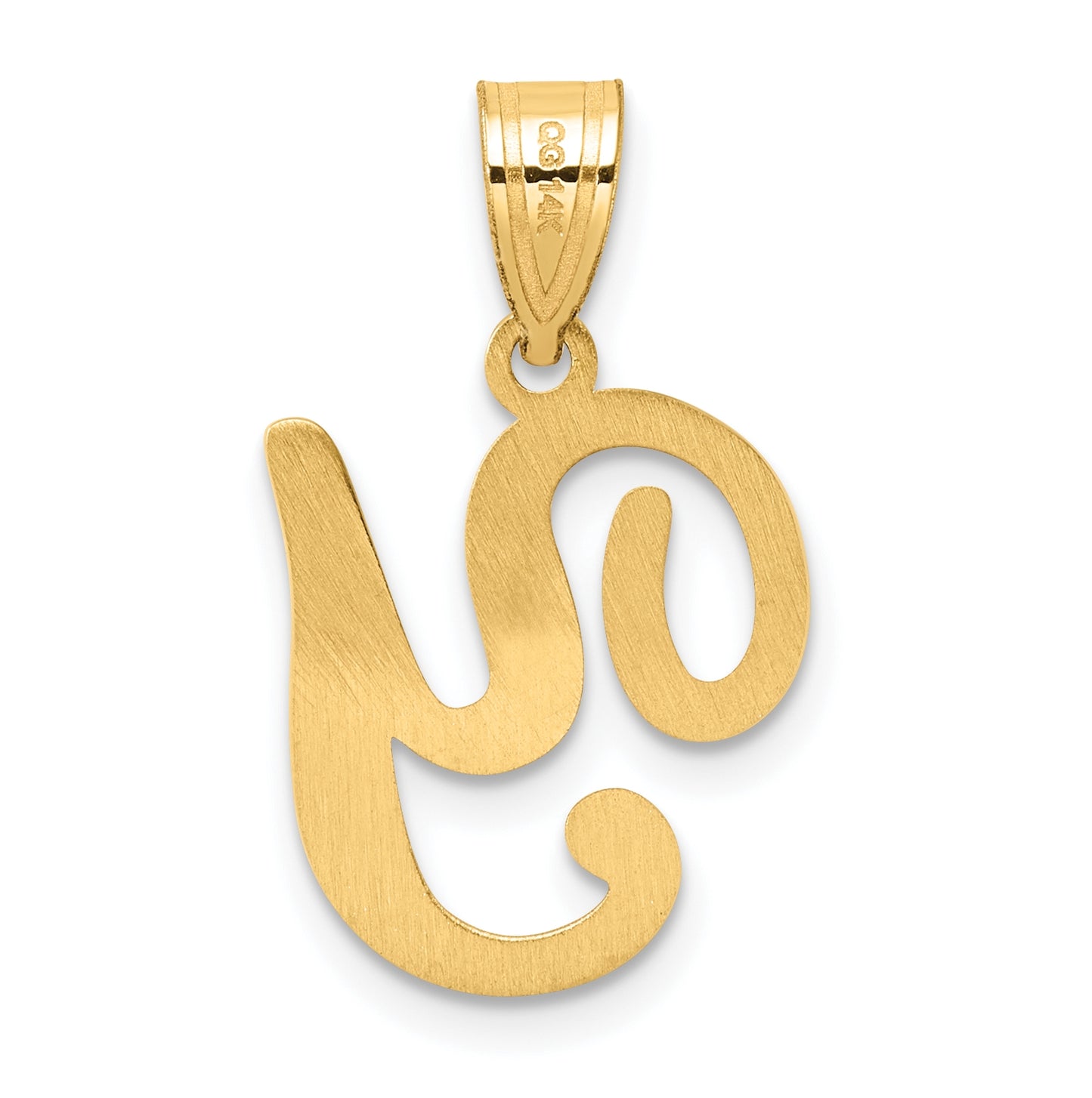 14k Yellow Gold Script Letter Initial Pendant