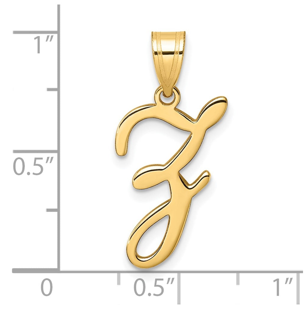 14k Yellow Gold Script Letter Initial Pendant