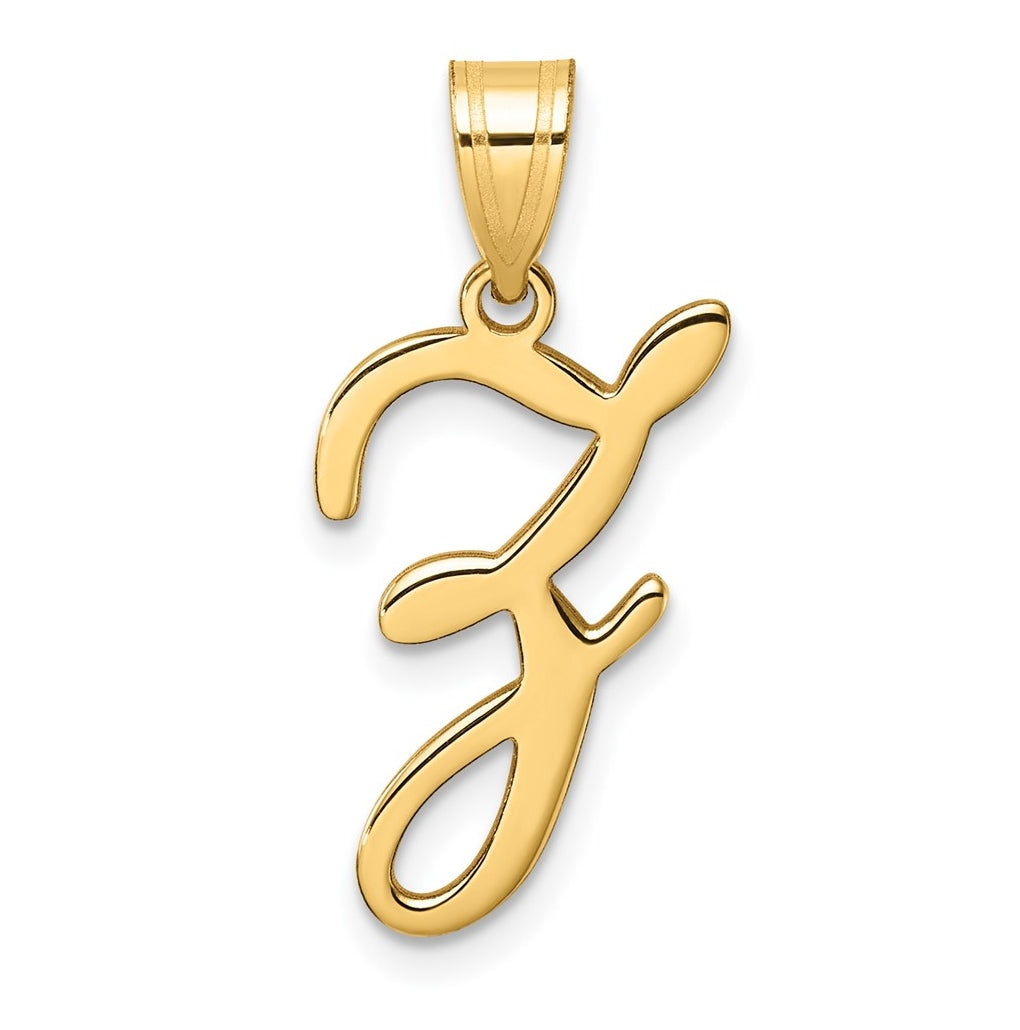 14k Yellow Gold Script Letter Initial Pendant