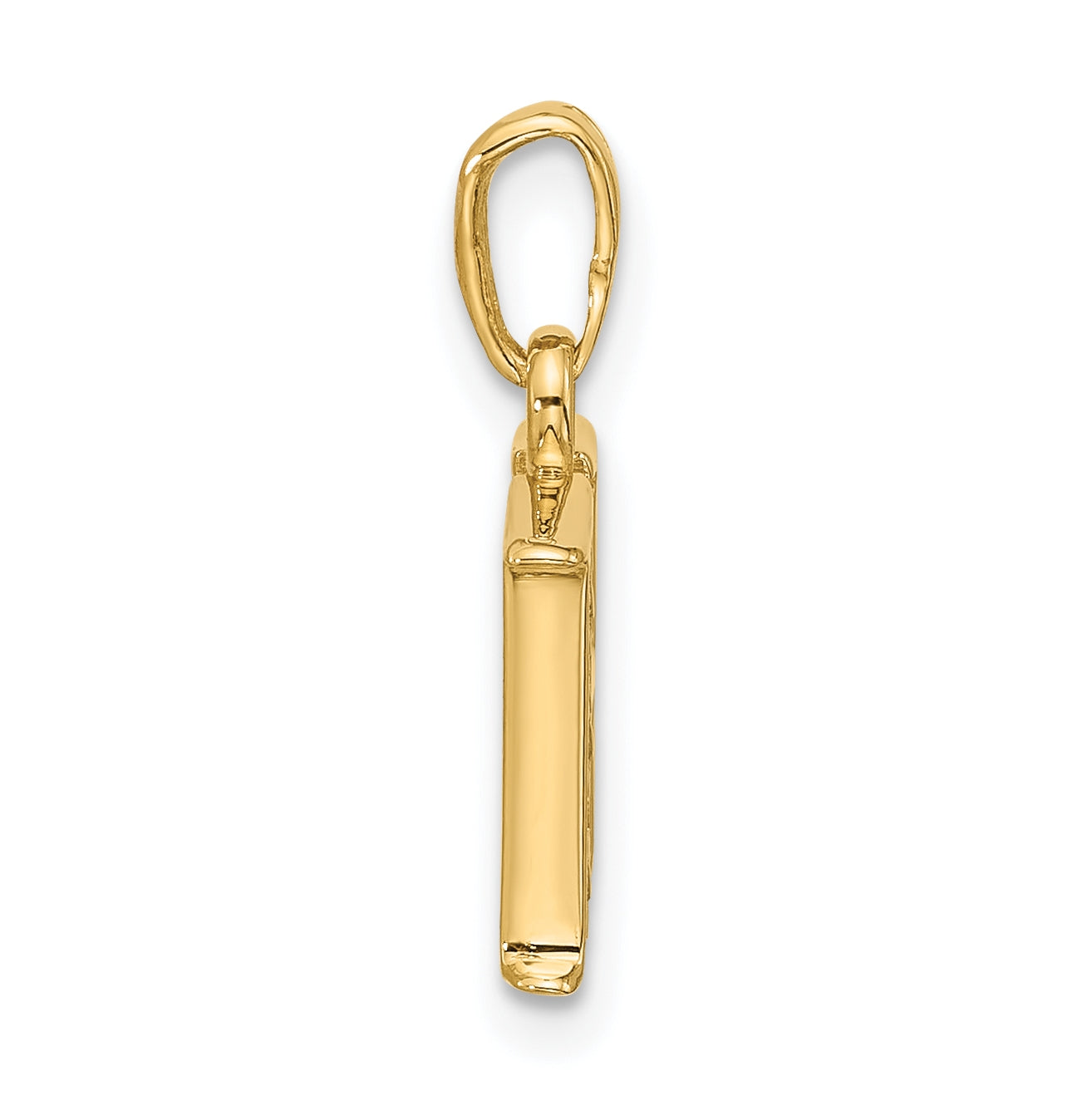 14k Yellow Gold and Rhodium Diamond Letter H Initial Pendant