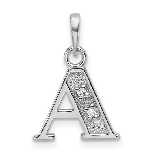 14K White Gold Diamond Letter A Initial-Pendant
