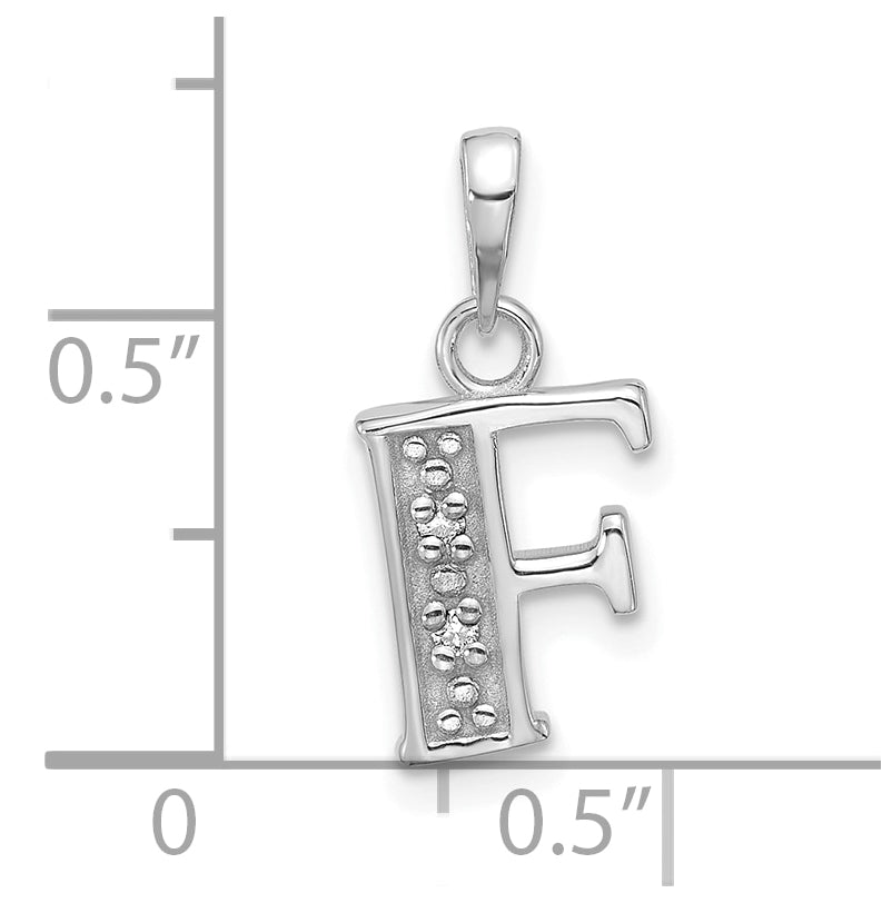 14K White Gold Diamond Letter F Initial-Pendant