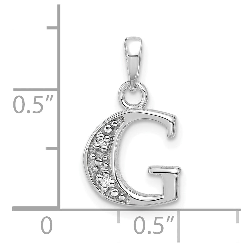 14K White Gold Diamond Letter G Initial-Pendant
