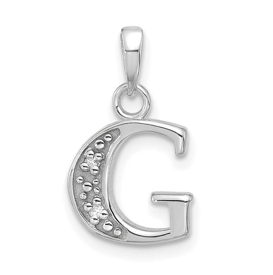14K White Gold Diamond Letter G Initial-Pendant