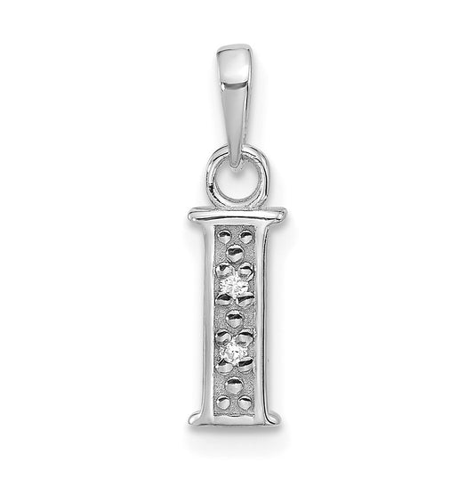 14K White Gold Diamond Letter I Initial-Pendant