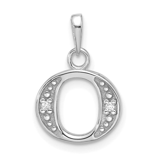 14K White Gold Diamond Letter O Initial-Pendant