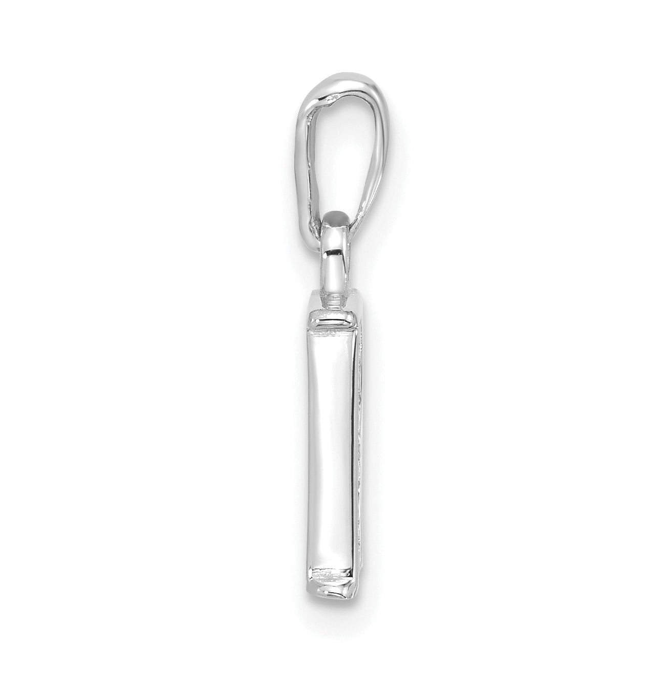 14K White Gold Diamond Letter R Initial-Pendant