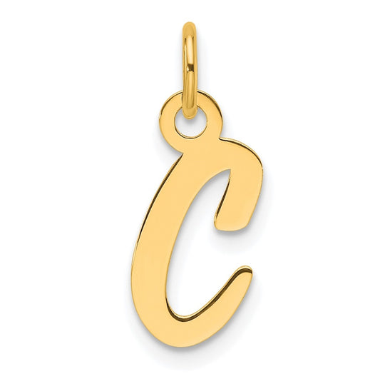 14K Yellow Gold  Slanted Block Letter C Initial Charm