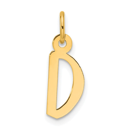 14K Yellow Gold  Slanted Block Letter D Initial Charm