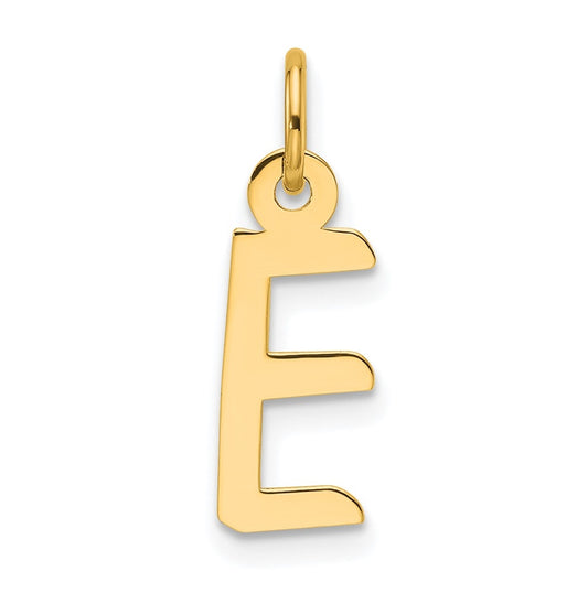 14K Yellow Gold  Slanted Block Letter E Initial Charm
