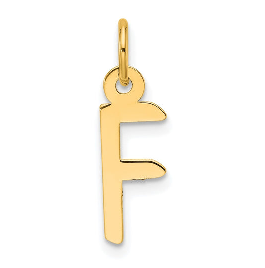 14K Yellow Gold  Slanted Block Letter F Initial Charm
