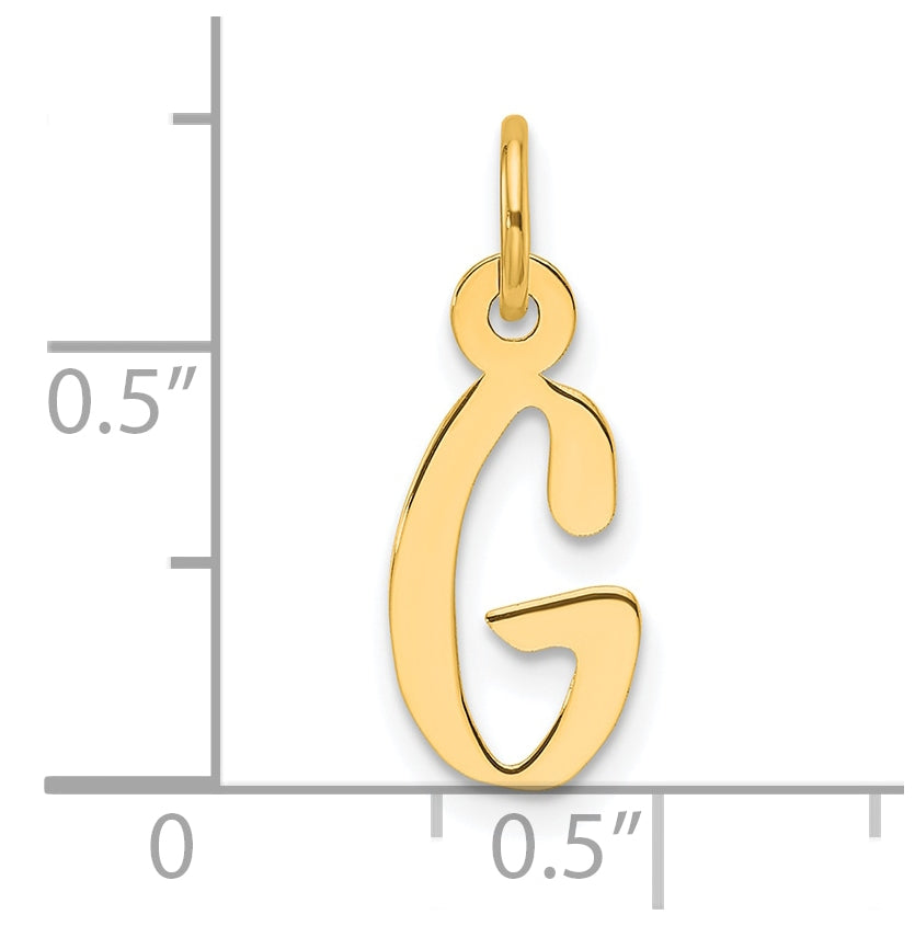 14K Yellow Gold  Slanted Block Letter G Initial Charm