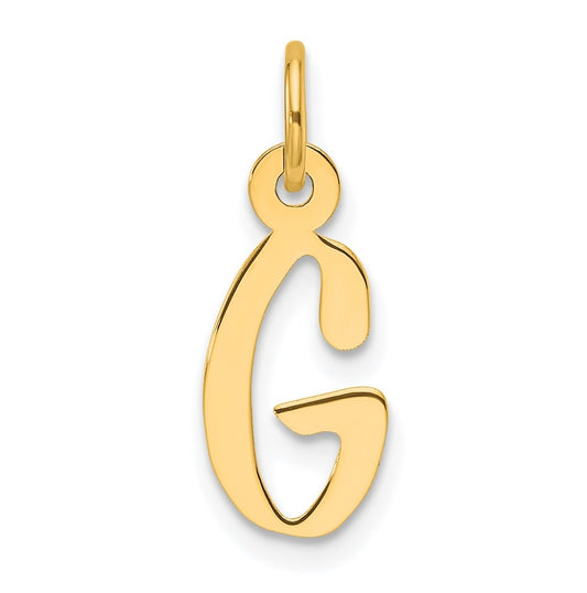 14K Yellow Gold  Slanted Block Letter G Initial Charm