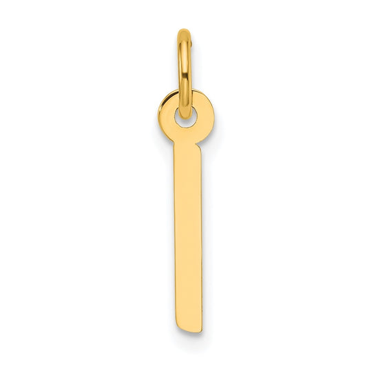 14K Yellow Gold  Slanted Block Letter I Initial Charm