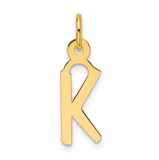 14K Yellow Gold  Slanted Block Letter K Initial Charm