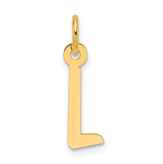 14K Yellow Gold  Slanted Block Letter L Initial Charm