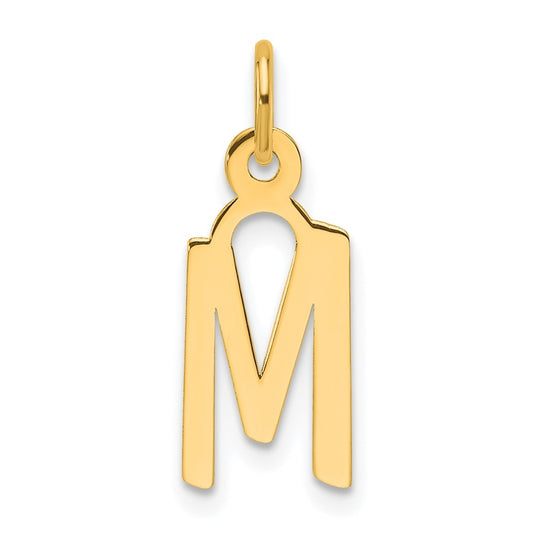 14K Yellow Gold  Slanted Block Letter M Initial Charm
