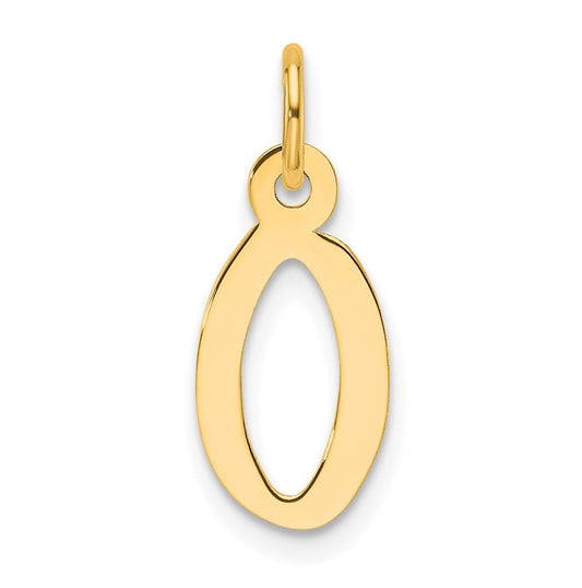 14K Yellow Gold  Slanted Block Letter O Initial Charm