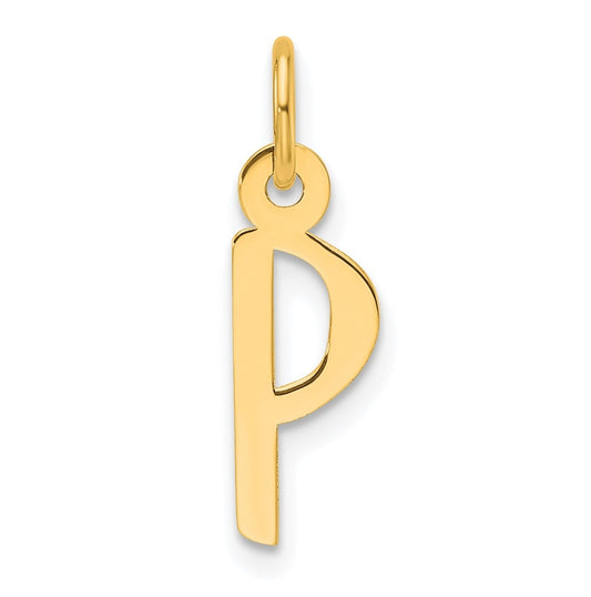14K Yellow Gold  Slanted Block Letter P Initial Charm