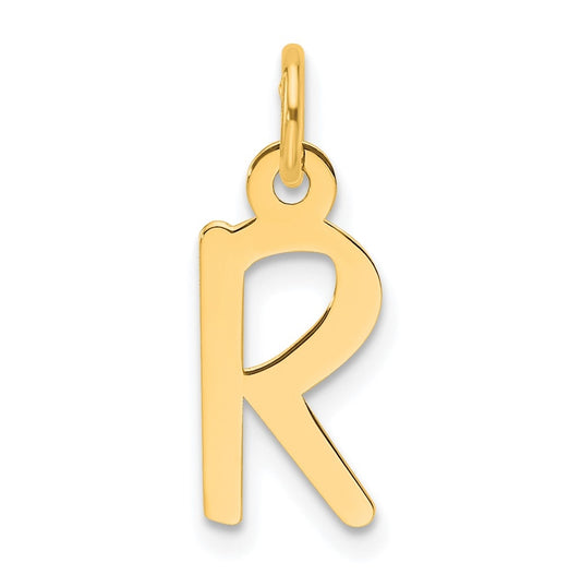 14K Yellow Gold  Slanted Block Letter R Initial Charm