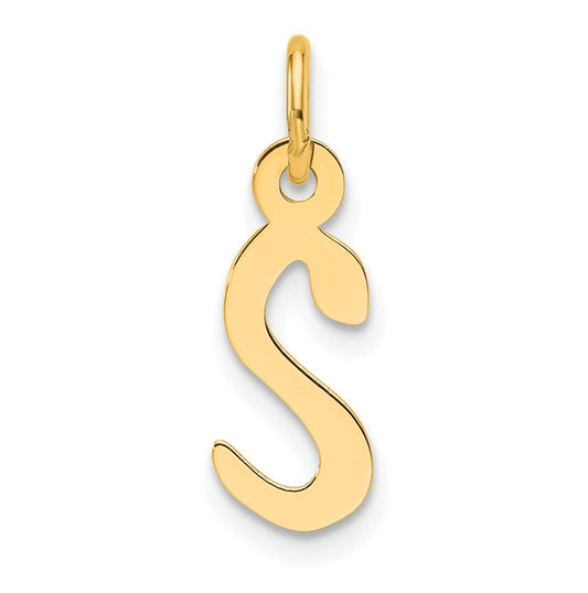 14K Yellow Gold  Slanted Block Letter S Initial Charm