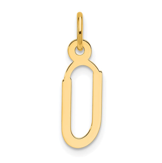 14K Yellow Gold  Slanted Block Letter U Initial Charm
