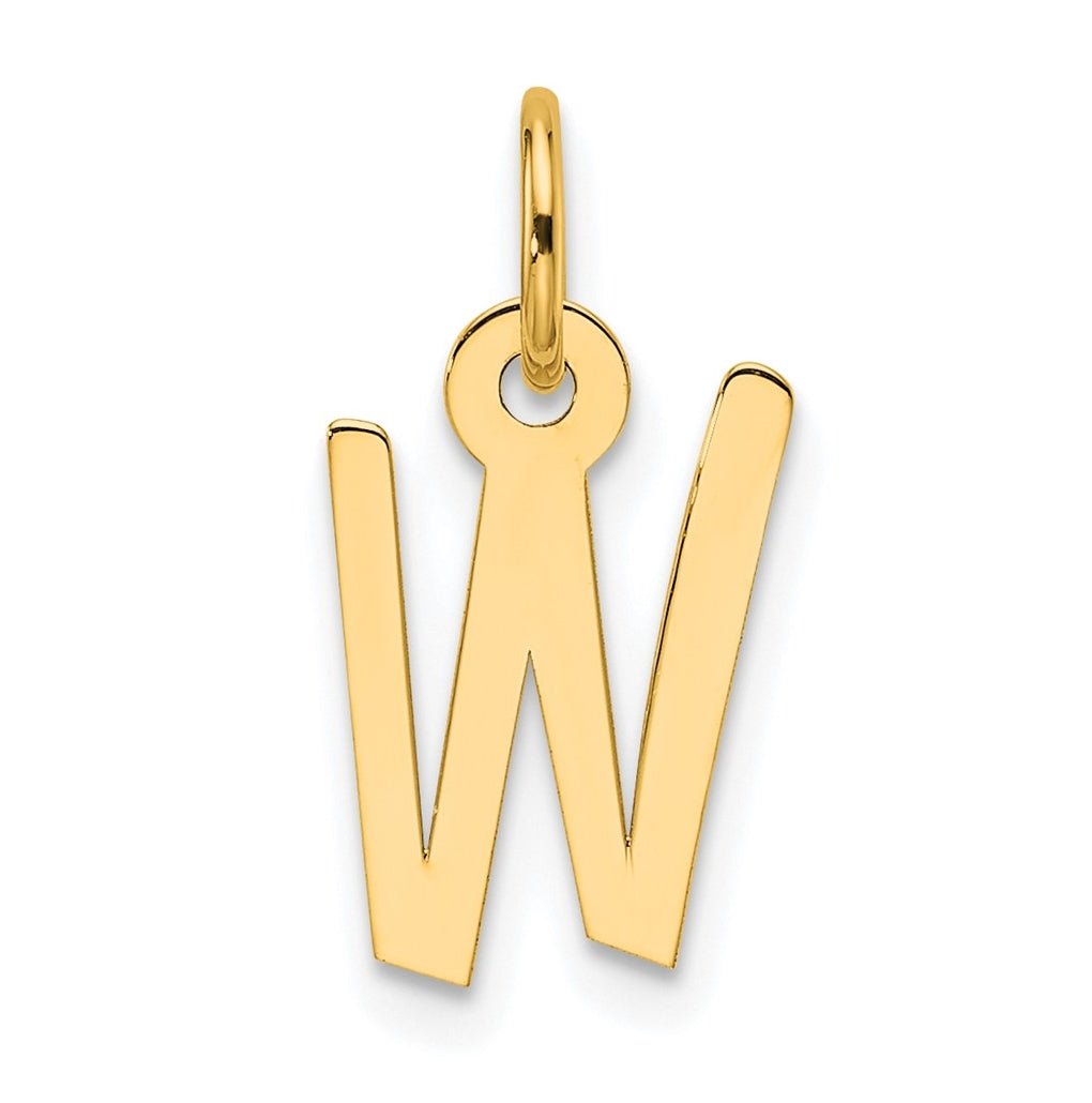 14K Yellow Gold  Slanted Block Letter W Initial Charm