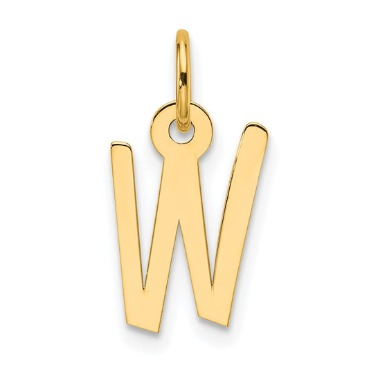 14K Yellow Gold  Slanted Block Letter W Initial Charm